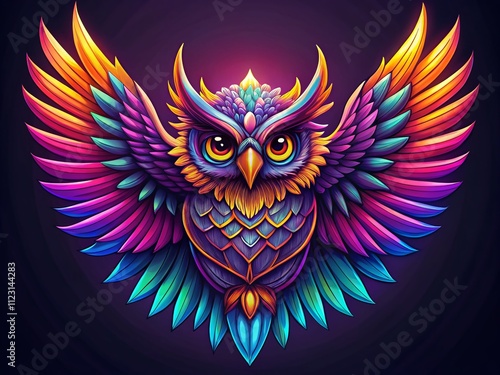 Vibrant Owl with Wings Gamer Logo – A Stunning Illustration in Bold Colors for Gaming Enthusiasts, Perfect for Merchandise, Apparel, and Digital Designs photo