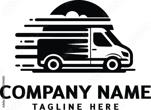 Delivery van logo design template. Travel van logo. Shipping service logo symbol. Fast speed van logo