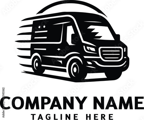 Delivery van logo design template. Travel van logo. Shipping service logo symbol. Fast speed van logo
