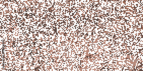 Abstract mocha mousse color pixel background. Digital 8 bit square brown and white pattern. Pixelated retro texture. Chocolate, coffee coloured graphic dots ornament on transparent background