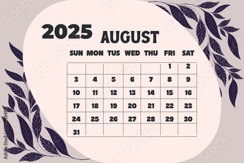 August 2025 Calendar vector item