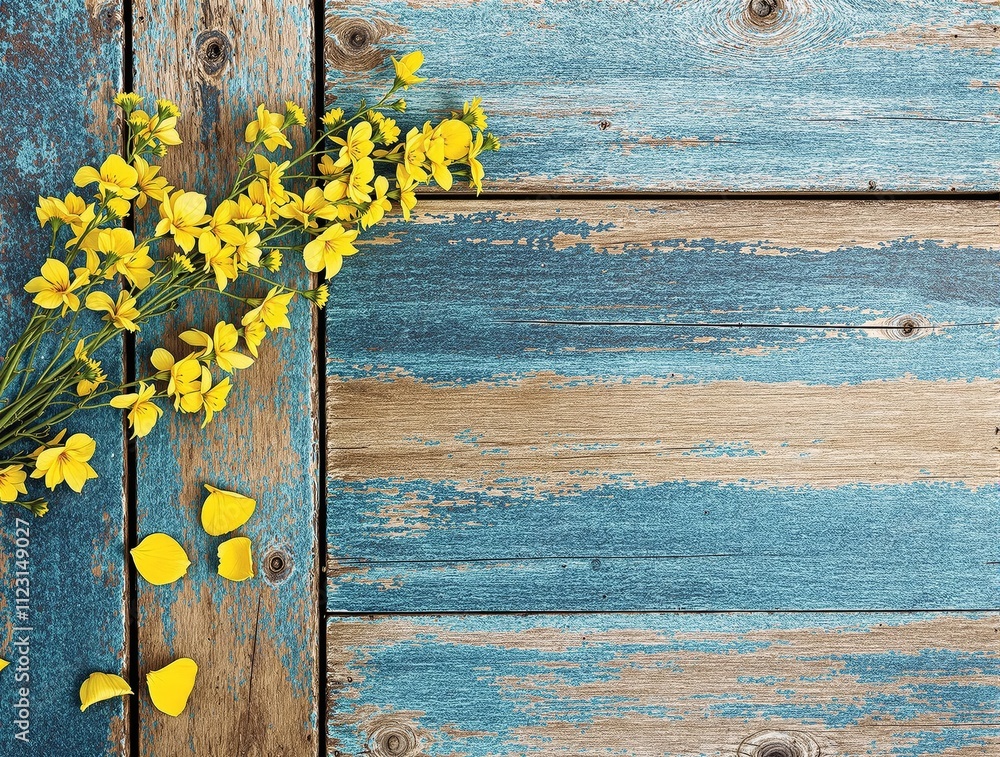 Fototapeta premium flowers on wooden background