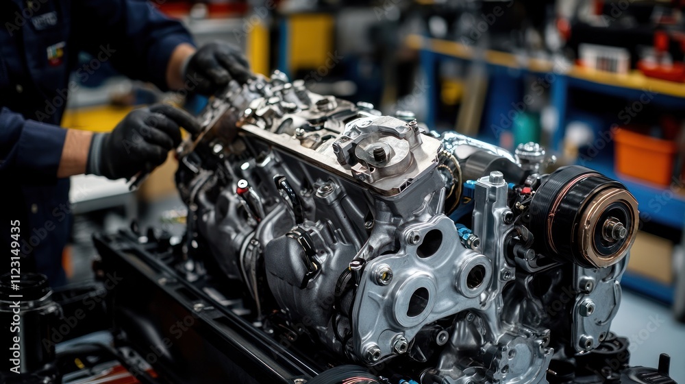 High-Performance Engine Detail: Precision Engineering and Automotive Mechanics High-Performance Engine Detail: Precision Engineering and Automotive Mechanics