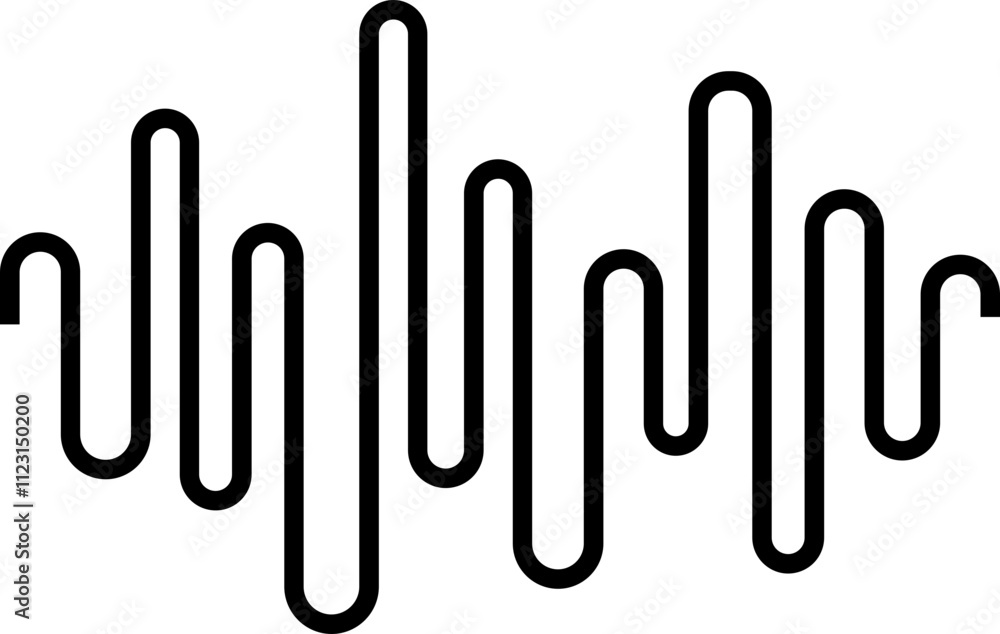 Fototapeta premium Line wave music sound noise audio frequency icon signal podcast radio soundwave waveform volume art hand. Wave, Frequency, Acoustic line music logo recording voice wave doodle sketch abstract.