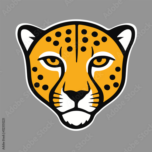 Experience the mesmerizing world of leopard cheetah animal design sticker logo minimalist simple illustration clipart icon vector.