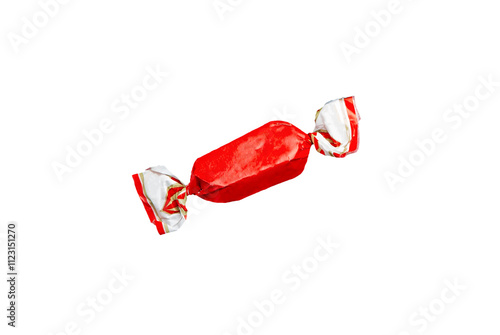 Candy wrapper on white.