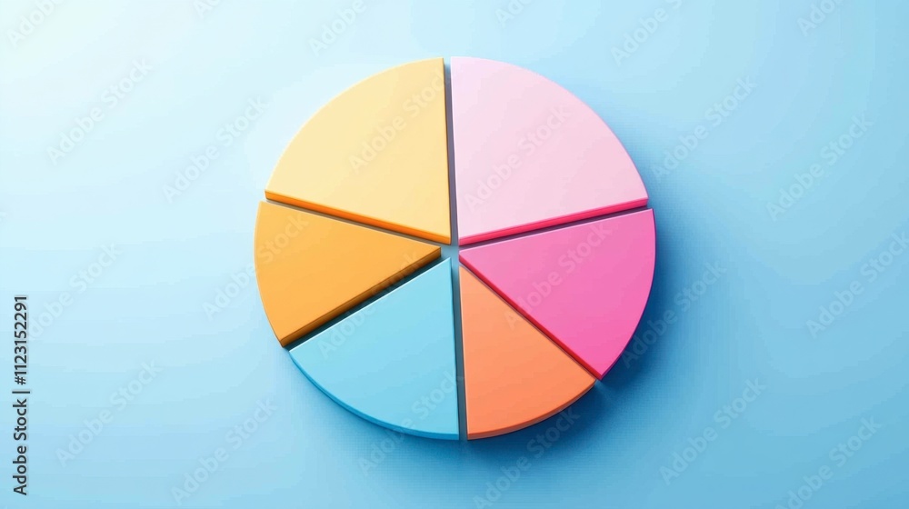 Obraz premium Vibrant Colorful Pie Chart Segments on Blue Background