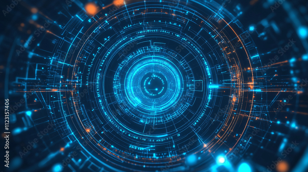 Obraz premium Realistic tech background with a blue theme, showcasing modern technology and digital aesthetics.