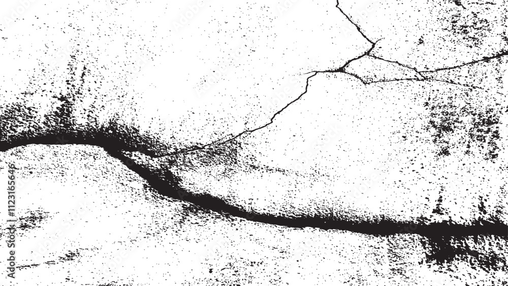 Obraz premium Black crack texture. Cracked on a white background. Wall background crack vector, grunge, ground distress texture.