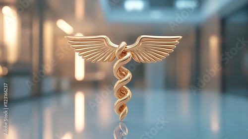 Artistic Healthcare Branding Showcased Through Gold Caduceus Icon For Professionals Photo