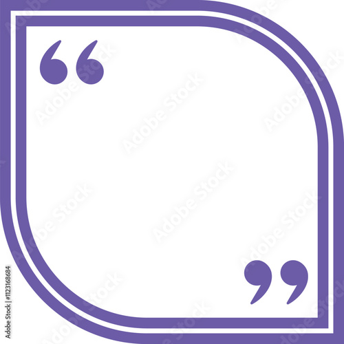 Purple rounded corner quote box featuring opening and closing double quotation marks, providing an elegant frame for text citations and important messages