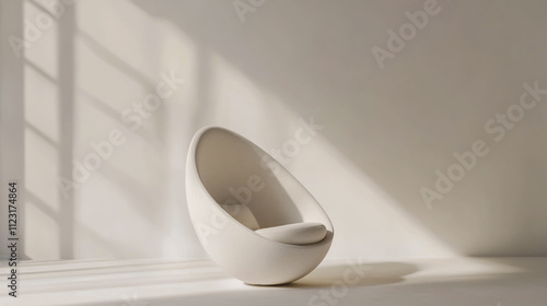 Full-length front view of a modern egg chair, isolated on a clean white background