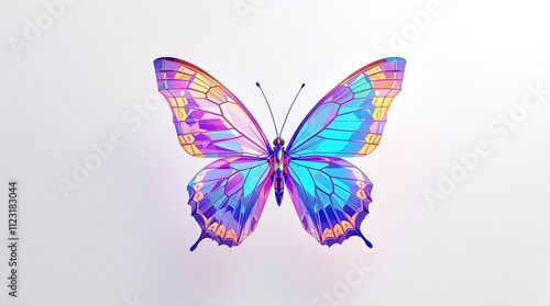 A striking, isolated butterfly in vibrant colors on a clean white , nature, insect close up