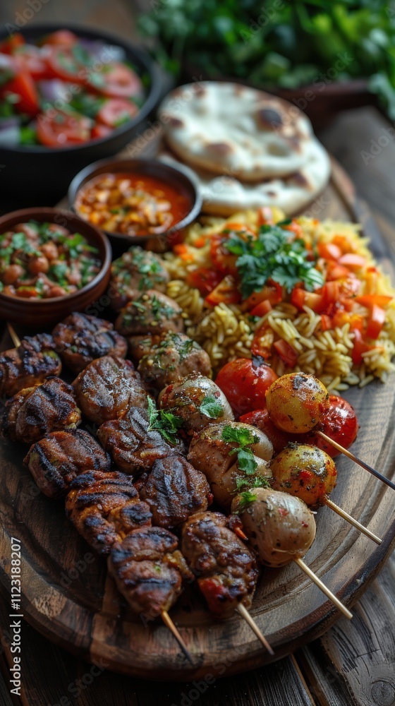 Afghan Cuisine Platter Kabobs Rice More Afghan Cuisine Platter Kabobs Rice More