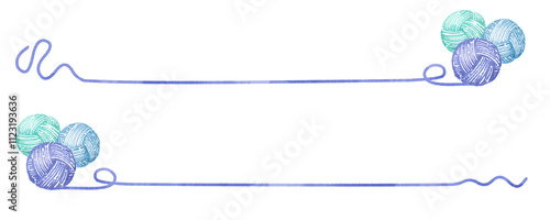 毛糸のイラストのライン素材