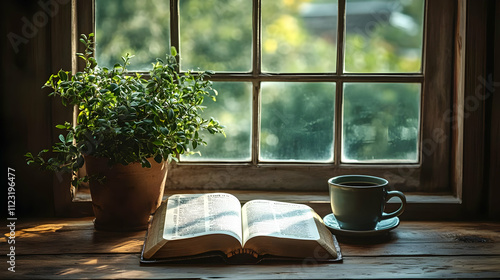 Serene Window Still Life Illustration