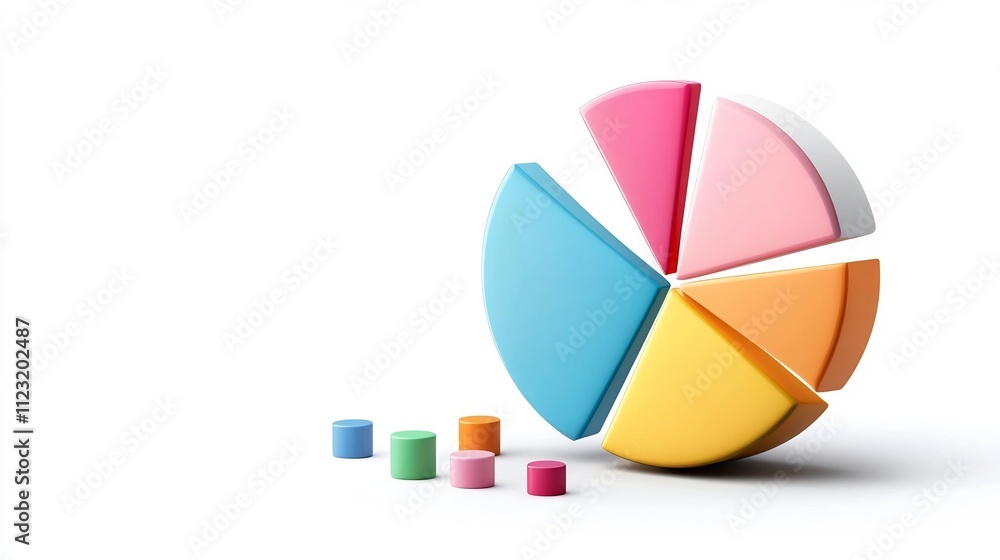 Fototapeta premium Vibrant Geometric Pie Chart Icon for Data Visualization and Analytics