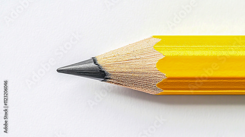 Realistic yellow pencil isolated on a plain white background photo