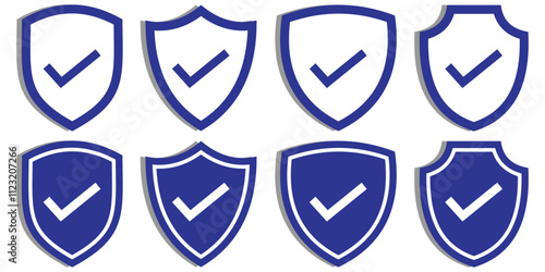 Security shield icons set. security shields with check mark icon eps 10.
