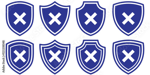 Shield icon with stopped and cross mark icon vector illustration eps 10.
