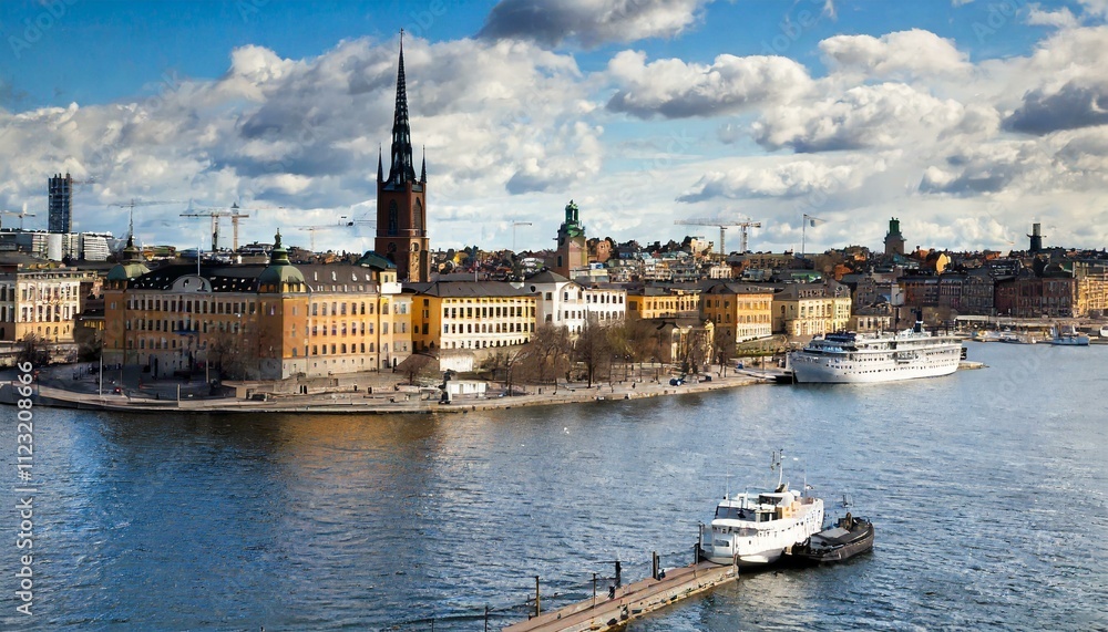 Fototapeta premium Stockholm city. View of the capital of Sweden, Stockholm