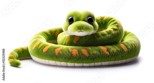 かわいいヘビのぬいぐるみ（cute snake stuffed animal on white background.）
