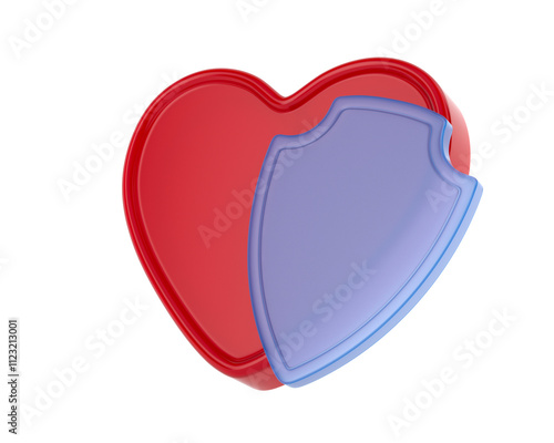 Heart and shield on white b...