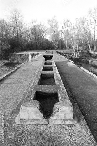 Concrete structure leading into middlesex filter beds nature reserve, london