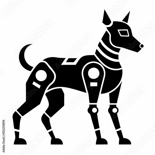 Robot Dog vector silhouette black design white background