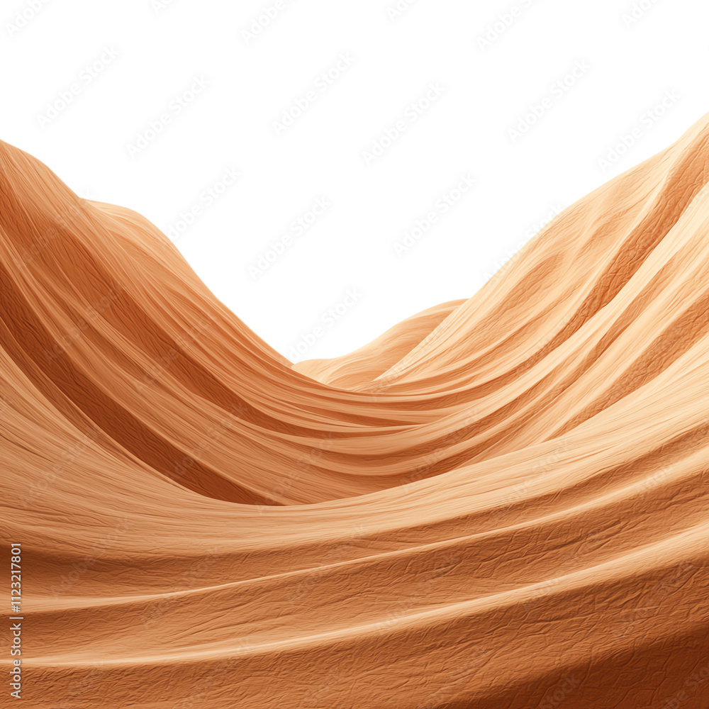 Obraz premium Wavy desert sand dunes with smooth textures. transparent background