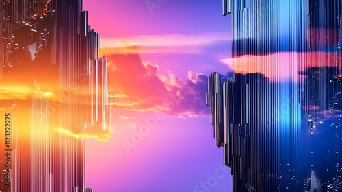 Futuristic Metallic Gradient and Glitch-Inspired Digital Backdrop for Tech-Inspired Aesthetic