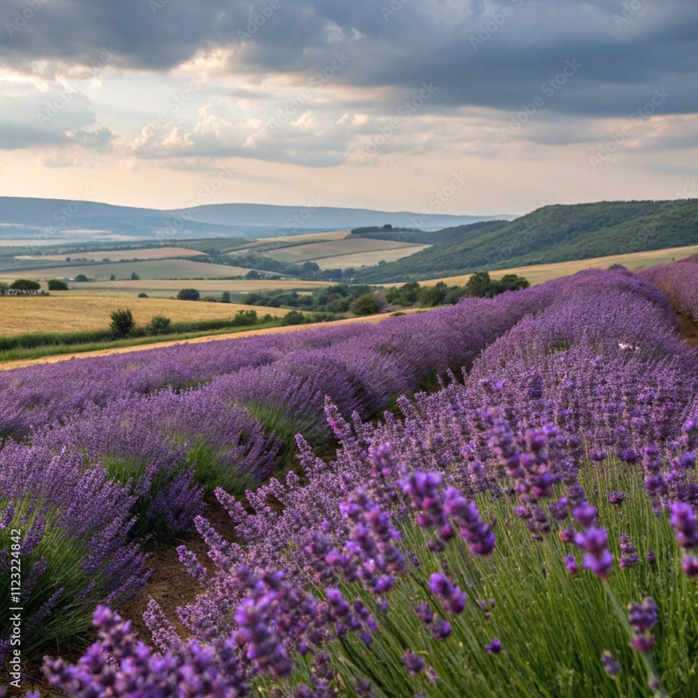 Fototapeta premium Photo generated using AI. Lavender field