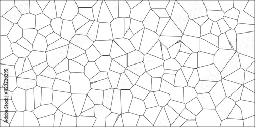 Black & white broken quartz stained glass background. Broken Glass Quartz natural fragment Cement kitchen decor & white marble bath floor. Crystal Voronoi Diagram Background for Website, Fabric Print.