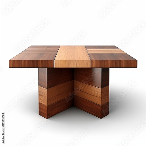 Modern Square Wooden Coffee Table Multitoned Wood Grain Studio Shot photo