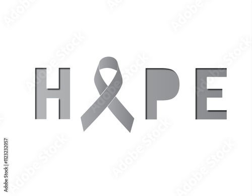 Vector illustration of Parkinson's Awareness month poster with gray awareness ribbon celebrated every April