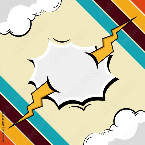 retro cloud background comic template cartoon style vector