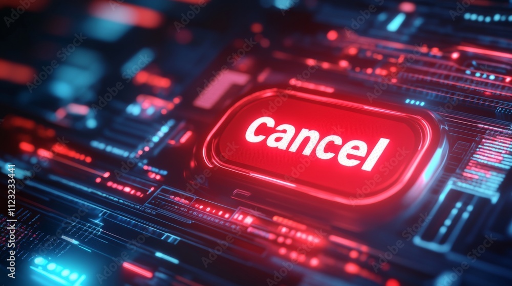 Obraz premium Digital Cancel Button. Futuristic Technology Interface.