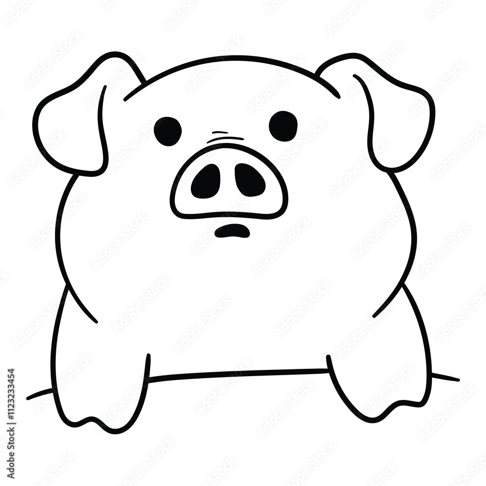Obraz premium Hand drawn doodle cute pig face on white background.