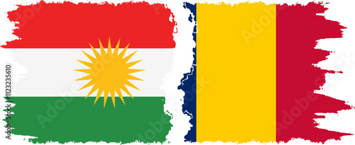 Chad and  Kurdistan grunge flags connection, vector photo