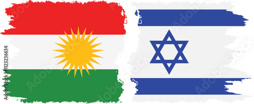 Israel and  Kurdistan grunge flags connection, vector