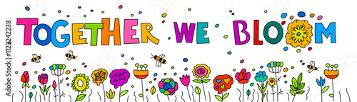 Together we bloom. Embrace neurodiversity. Neurodivergence concept.
