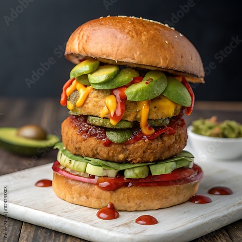 fresh burger tasty burger table burger  Close-up home made beef burger background