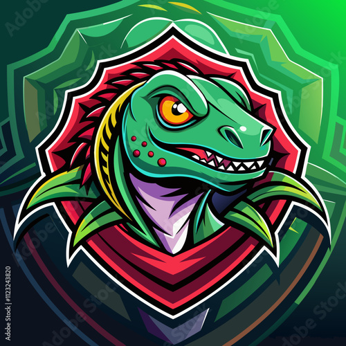 Lizard esports logo featuring a fierce reptilian character with vibrant colors and dynamic design elements