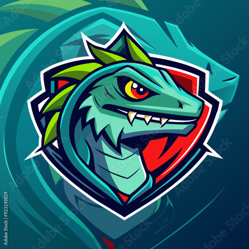 Lizard esports logo featuring a fierce reptilian design with vibrant colors and dynamic elements