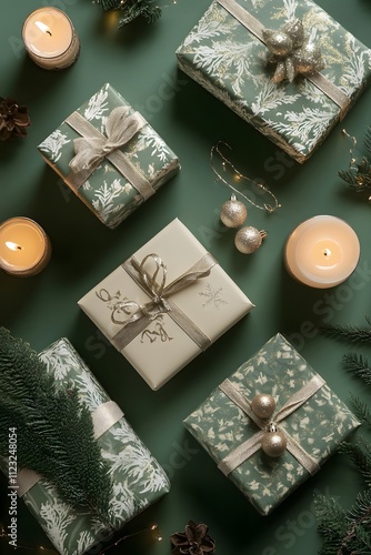 christmas gift box with candle