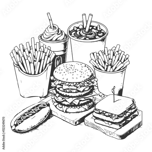 Hand drawn fast food illustration