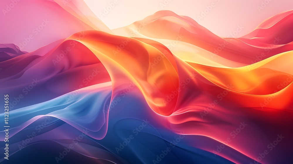 Obraz premium A colorful, flowing piece of fabric with a blue and red stripe