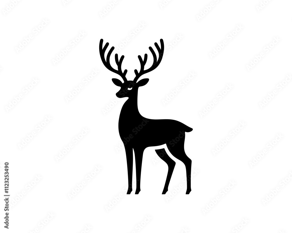Obraz premium Deer silhouette logo vector illustration. 