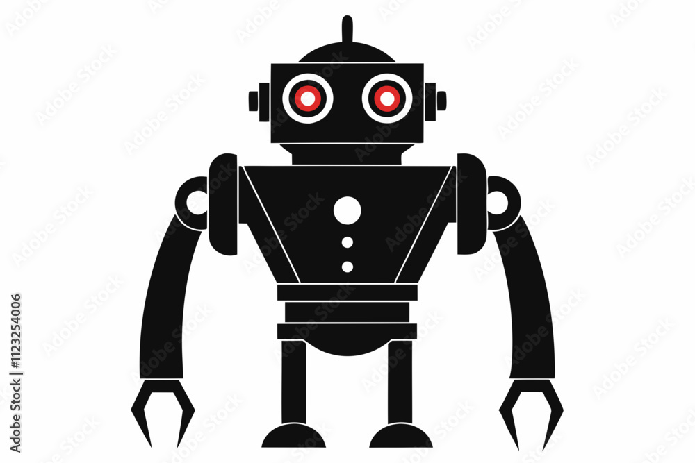 Fototapeta premium Surveillance Robot vector silhouette black design white background