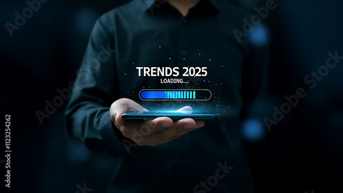 Trends 2025 Concept progress concept. Innovations, technological advancements, business, technology, marketing, and futuristic content designs ,technology ,progress visualization..